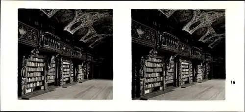 Stereo Foto Kostbarkeiten des Barock, Waldsassen Oberpfalz, Zisterzienserabtei, Bibliothek