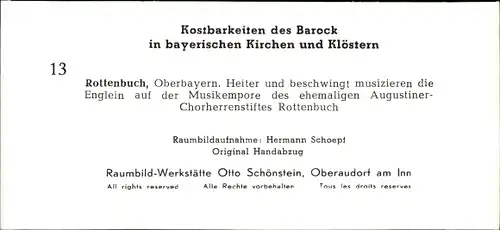 Stereo Foto Kostbarkeiten des Barock, Rottenbuch Oberbayern, Augustiner-Chorherrenstift