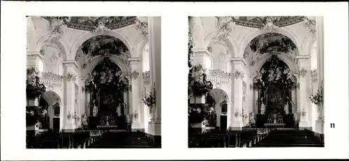 Stereo Foto Kostbarkeiten des Barock, Rott am Inn, Kirche, Innenansicht