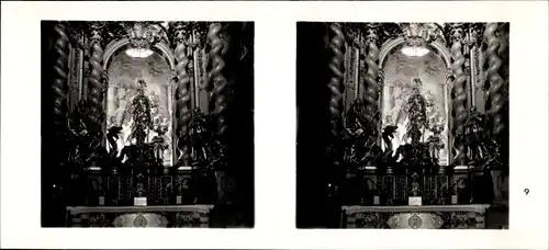 Stereo Foto Kostbarkeiten des Barock, Kelheim, Kloster Weltenburg, Abteikirche, Bühnenaltar