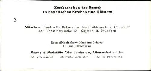 Stereo Foto Kostbarkeiten des Barock, München, Theatinerkirche St. Cajetan