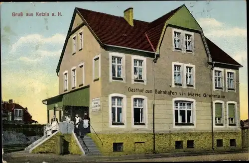 Ak Ketzin an der Havel, Gasthof zum Bahnhafen