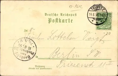 Litho Teupitz in der Mark, Gasthof Marwitz, Tornow's Idyll, Totalansicht