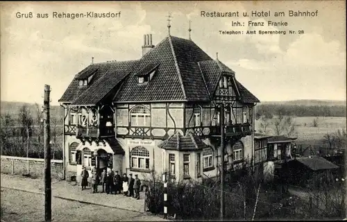 Ak Rehagen Klausdorf am Mellensee, Restaurant und Hotel am Bahnhof