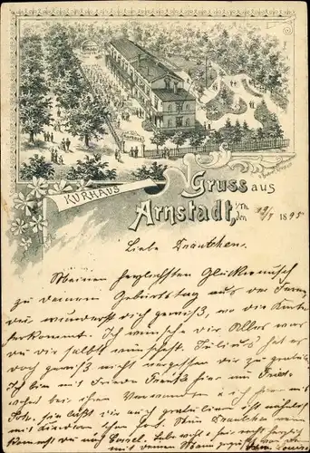 Vorläufer Litho Arnstadt in Thüringen, Kurhaus, Außenansicht, 1895