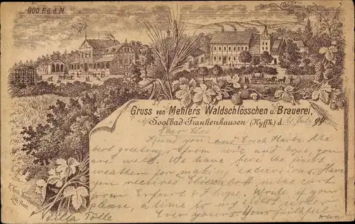 Vorläufer Litho Bad Frankenhausen am Kyffhäuser Thüringen, Mehler's Waldschlösschen und Brauerei