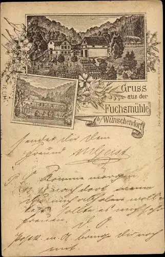 Vorläufer Litho Wünschendorf an der Elster, Gasthaus Fuchsmühle
