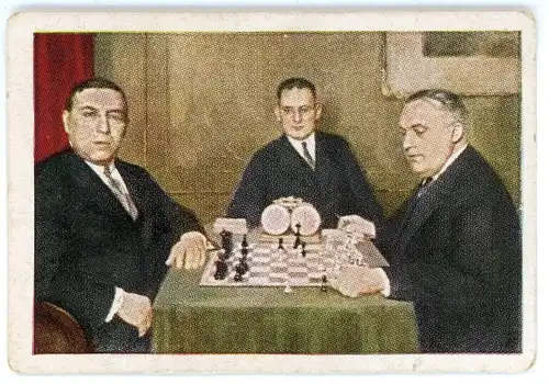 Sammelbild Berühmte Schachspieler Serie 23 Nr. 2, Rubinstein, Bogoljubow, Großmeister E. Grünfeld