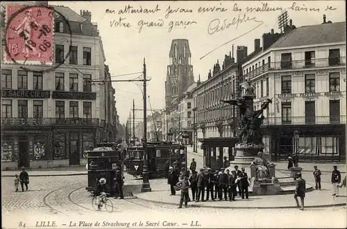 Ak Lille Nord, Place de Straßburg, Sacre Coeur