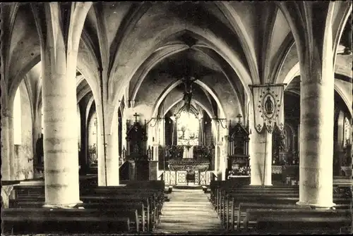 Ak Prez sous Lafauche Haute Marne, Interieur de l'Eglise, Choeur du XIII., Nef du XV