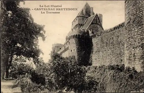 Ak Prudhomat Lot, Chateau de Castelnau Bretenoux, La Terrasse