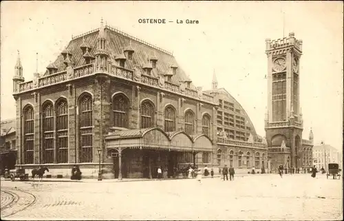 Ak Oostende Ostende Westflandern, Bahnhof