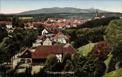 Ak Elbingerode Oberharz am Brocken, Gesamtansicht, Fachwerkhäuser