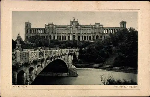 Ak München, Maximilianeum, Brücke