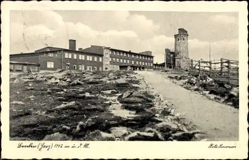 Ak Brocken Nationalpark Harz, Brockenturm, Brockenhotel