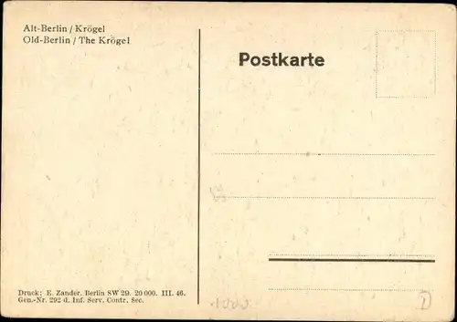 Künstler Ak Berlin Mitte, Altstadt, Krögel, Laterne