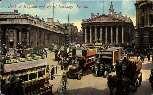 Ak London City England, Bank of England und Royal Exchange