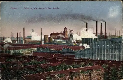 Ak Essen im Ruhrgebiet, Krupp'sche Werke, Schornsteine