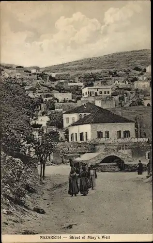 Ak Nazareth Nazareth Israel, Straße am Marienbrunnen