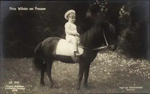 Ak Prinz Wilhelm von Preußen auf einem Pony, PH Berlin 2081