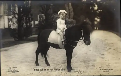 Ak Prinz Wilhelm von Preußen auf einem Pony