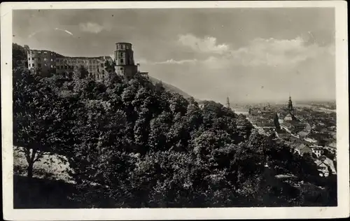 Ak Heidelberg am Neckar, Schloss von der Scheffelterrasse aus gesehen