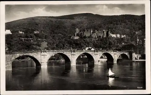 Ak Heidelberg am Neckar, Alte Neckarbrücke, Schloss