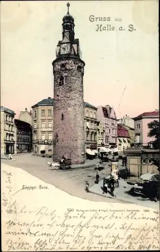 Ak Halle an der Saale, Leipziger Turm, Litfaßsäule