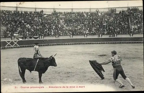 Ak Bullfight, Course Provencale, Simulacre de la mise a mort