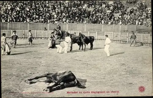 Ak Corrida, Matador befreit ein Pferd