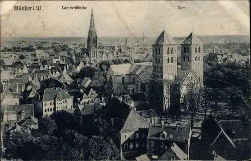 Ak Münster in Westfalen, Lambertikirche und Dom, Stadtpanorama