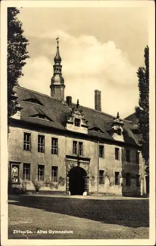 Ak Zittau in Sachsen, altes Gymnasium