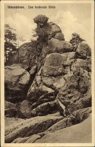 Ak Ibbenbüren in Westfalen, Dörenther Klippen, Hockendes Weib