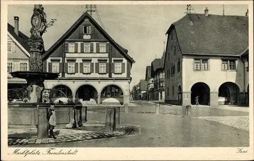 Ak Freudenstadt im Schwarzwald, Marktplatz, Brunnen