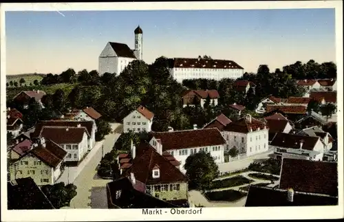 Ak Markt Oberdorf Marktoberdorf im Ostallgäu, Pfarrkirche St. Martin, Schloss