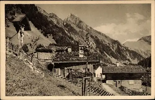 Ak Gerstruben Oberstdorf im Oberallgäu, Hütte, Jesus am Kreuz, Höfats