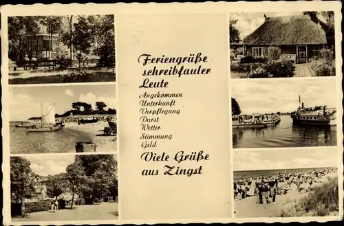 Ak Zingst, Ostseebad, Dampferanlegestelle, Strand, Ferienhaus