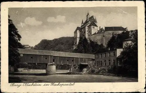 Ak Kriebstein Zschopautal, Burg Kriebstein, Brücke