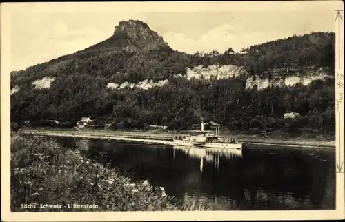 Ak Bad Schandau an der Elbe, Lilienstein, Dampfer