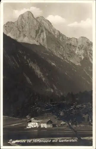 Ak Mittenwald in Oberbayern, Lautersee, Häuser, Wetterstein