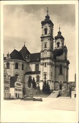 Ak Ottobeuren in Oberschwaben Allgäu, Platz, Kirche, Monument