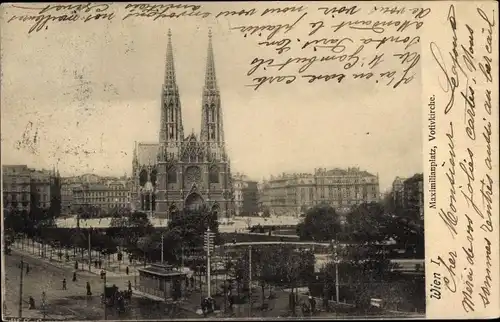Ak Wien 9 Alsergrund Österreich, Votivkirche, Maximilianplatz