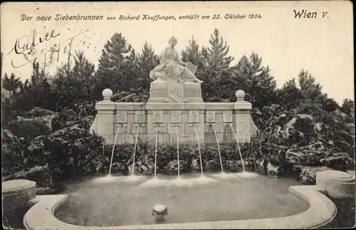 Ak Wien 5 Margareten, Neuer Siebenbrunnen von Richard Kauffungen