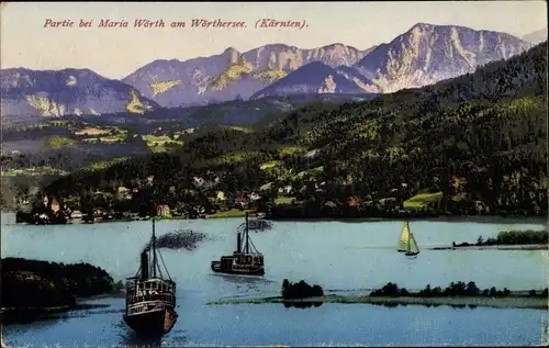 Ak Maria Wörth am Wörthersee Kärnten, Partie am Wörthersee