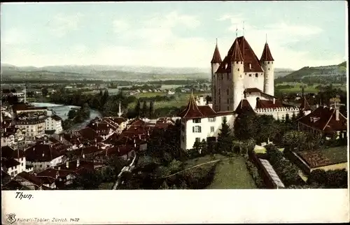 Ak Thun Kanton Bern Schweiz, Schloss mit Umgebung