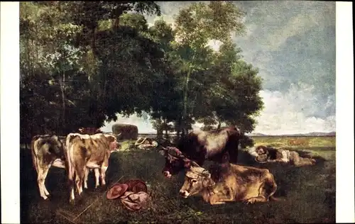 Künstler Ak Courbet, Siesta, schlafender Rinderhirte