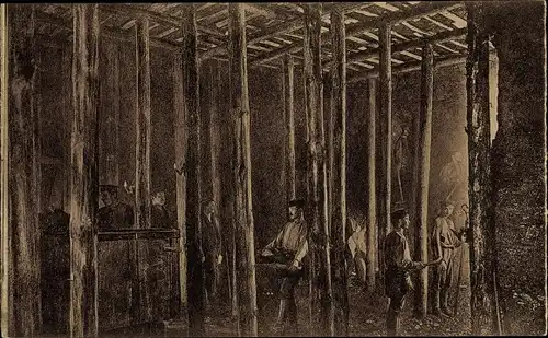 Ak Bergbau, fast fertiger Pfeilerabbau bei normalen Verhältnissen