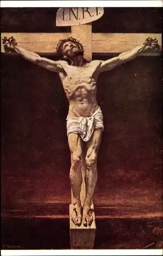 Künstler Ak Bonnat, Jesus am Kreuz