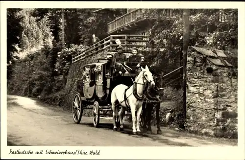 Ak Thüringer Wald, Postkutsche mit Schweizerhaus