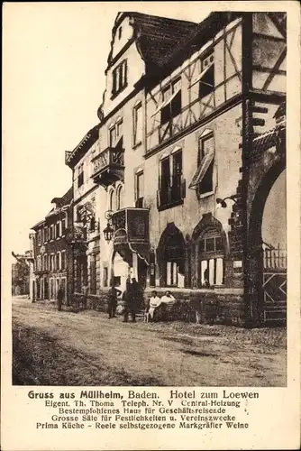 Ak Müllheim in Baden Markgräflerland, Hotel zum Löwen